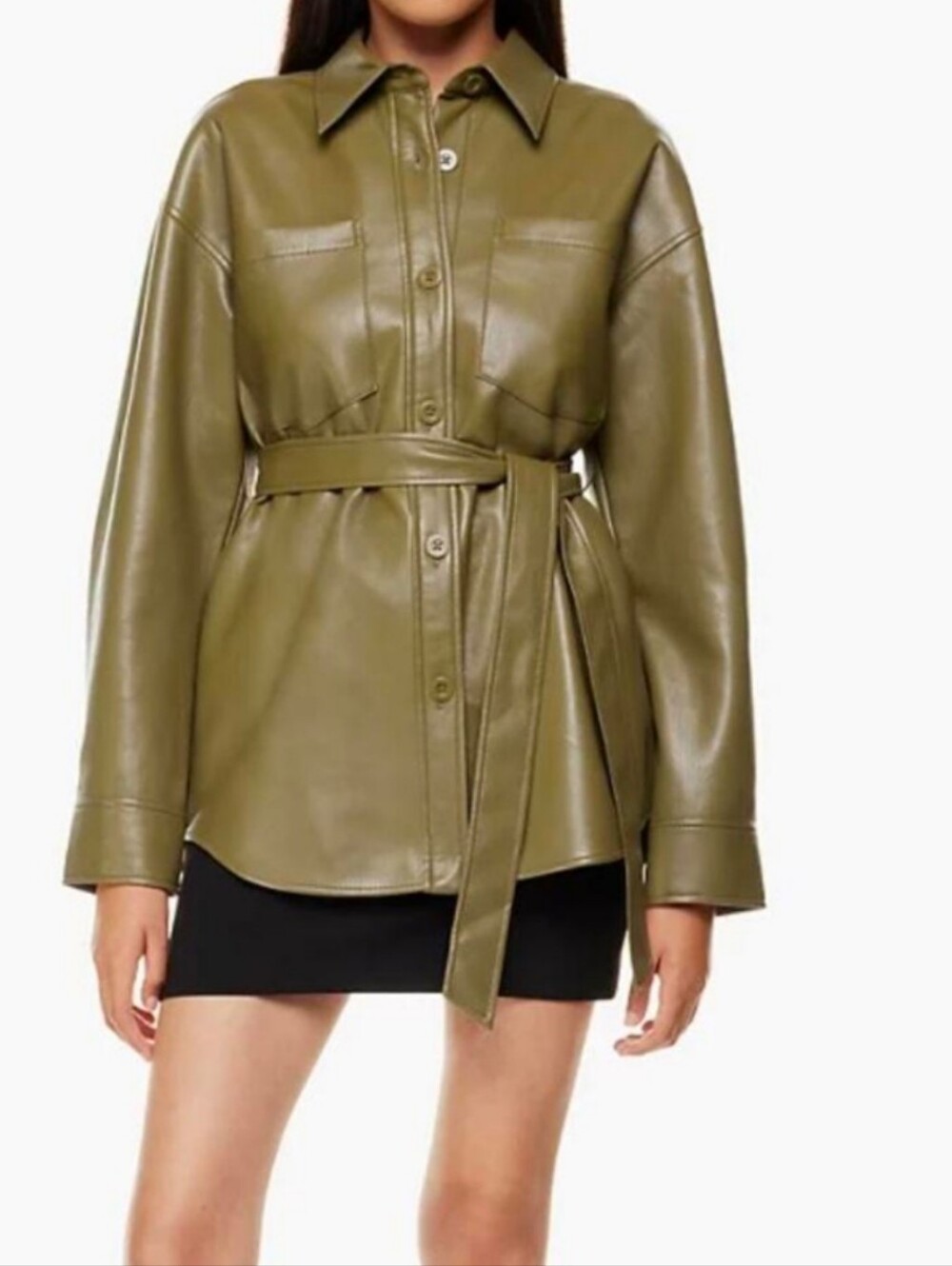 Aritzia Babaton Ava Faux Leather Jacket In Green Size M